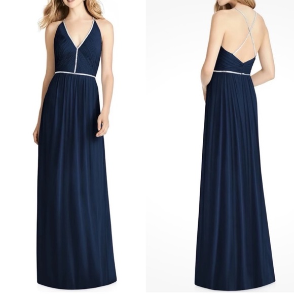 NWT- JENNY PECKHAM Chiffon Rhinestone Beaded
Maxi Dress Gown JP1009 Midnight - Picture 1 of 15